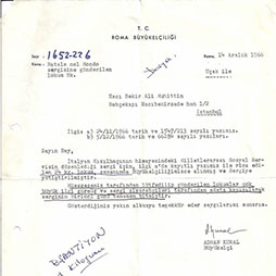 1966 Roma Büyükelçiliği