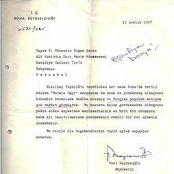 1967 Roma Büyükelçiliği